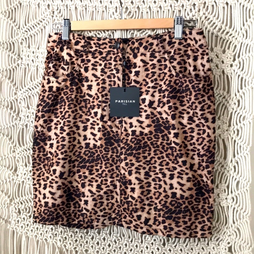 Parisian Tall NWT Leopard 🐆 animal print brown & black mini pencil skirt…